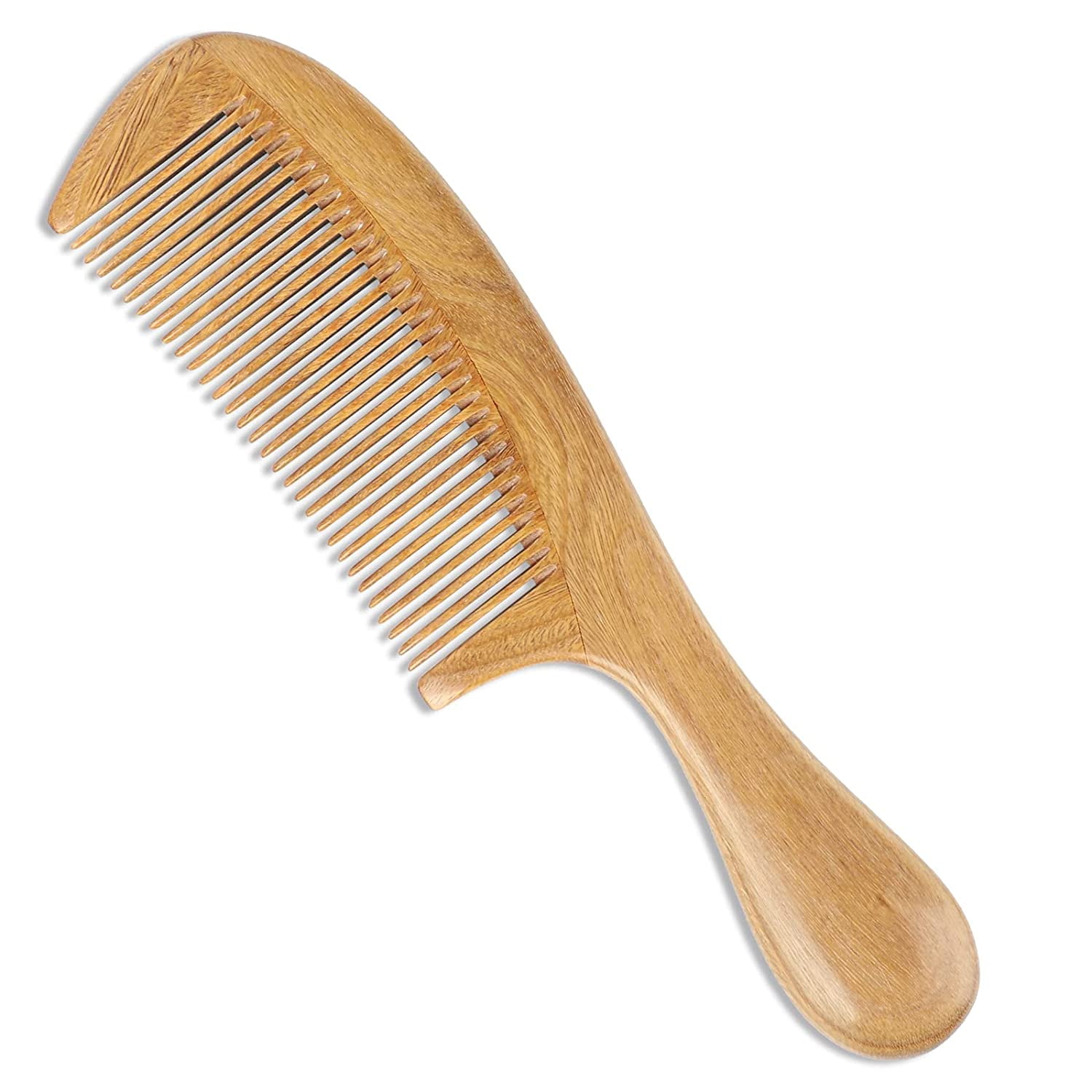 Onedor Handmade 100% Natural Green Sandalwood Hair Combs - Anti-Static  Sandalwood Scent Natural Hair Detangler Wooden Comb (Fine Tooth Hair Comb)  