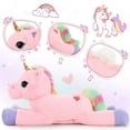 thumbnail image 2 of Animal de peluche Tezituor, unicornio gigante, 110 cm, rosa, para niños, 2 of 7