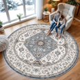 thumbnail image 2 of General Washable 9 Round Rug - Large Boho Rugs for Living Room Stain Resistant Carpet for Bedroom Kitchen Bathroom with Non Slip Backing Home Decor Floor Decoration Mat 9ft Navy, 2 of 16