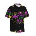 thumbnail image 2 of Easygdp Mardi Gras with Flamingo Men's Hawaiian Shirts Print Lapel Short Sleeve for Beach, vacation, party, casual occasions - Medium, 2 of 9