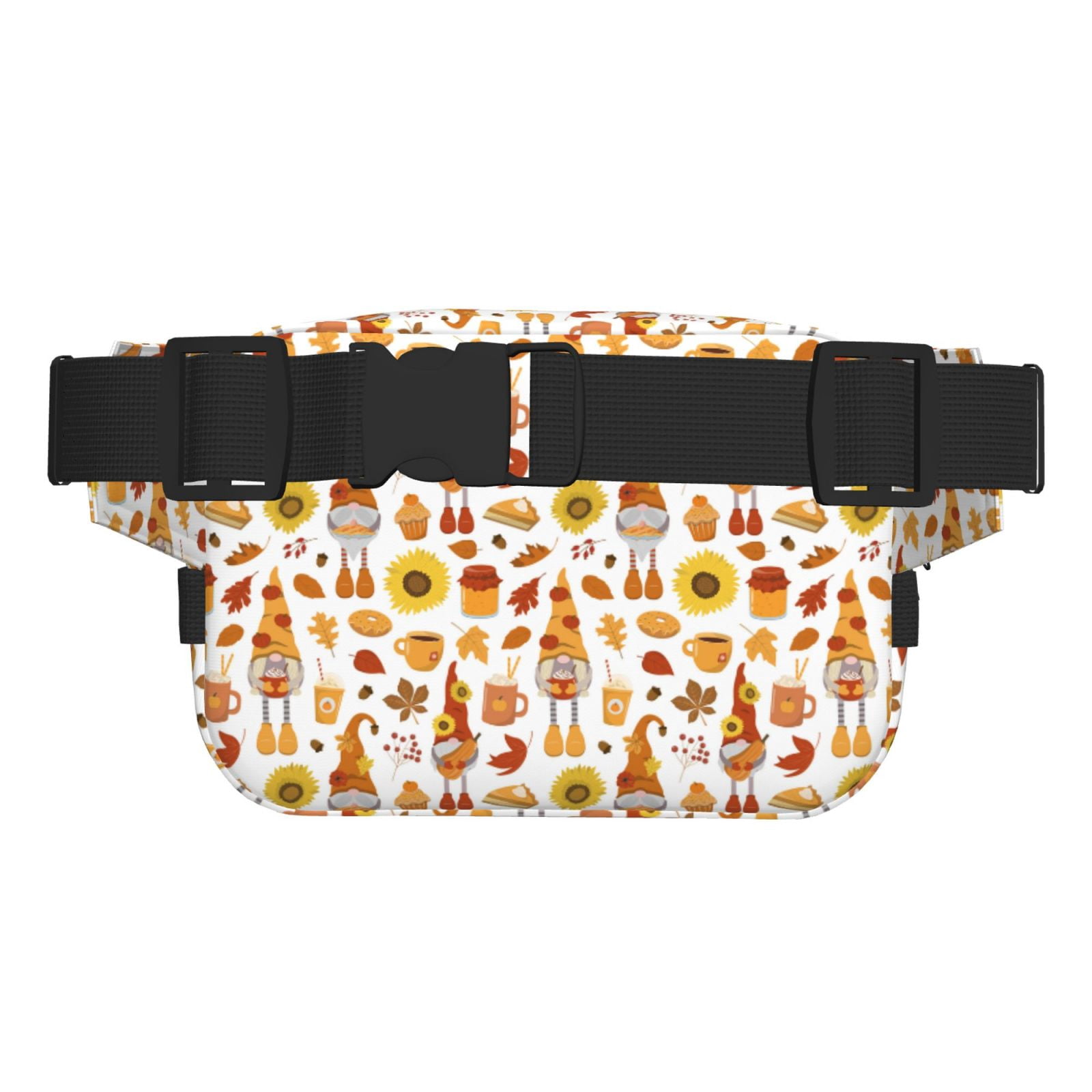 Picia Gnomes Autumn Harvest Print Square Double-Layer Waist Bag Mini Adjustable Waist Belt Bag Exercise Running Travel Hiking