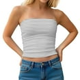 thumbnail image 3 of THDHVS Strapless Bras for Women,Push Up Bra,Double Layer Striped Bandeau Bra Fashion Top Wear Alone or Under Gray, 3 of 10
