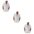 thumbnail image 2 of pitrice Men Shirt Casual Short Sleeve Breathable Replacement Button Down Solid Color Fashionable Home Dating Shirts Top White XL 3Set, 2 of 6