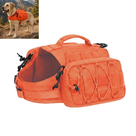 Large Dog Harness with Multiple Pocket– Heavy Duty Dog Backpack Harness Adjustable Nylon Pack with Pockets for Hiking & Walking