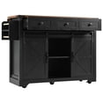 thumbnail image 4 of Black Farmhouse Kitchen Island Cart with Power Outlet & Sliding Doors - 53.7" Rolling Kitchen Storage for Dining & Kitchen Use, 4 of 43