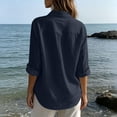 thumbnail image 5 of CHGBMOK Women's Linen Shirt Casual Long Sleeve Collared Blouse Button Down Cotton Tops with Pocket, 5 of 9