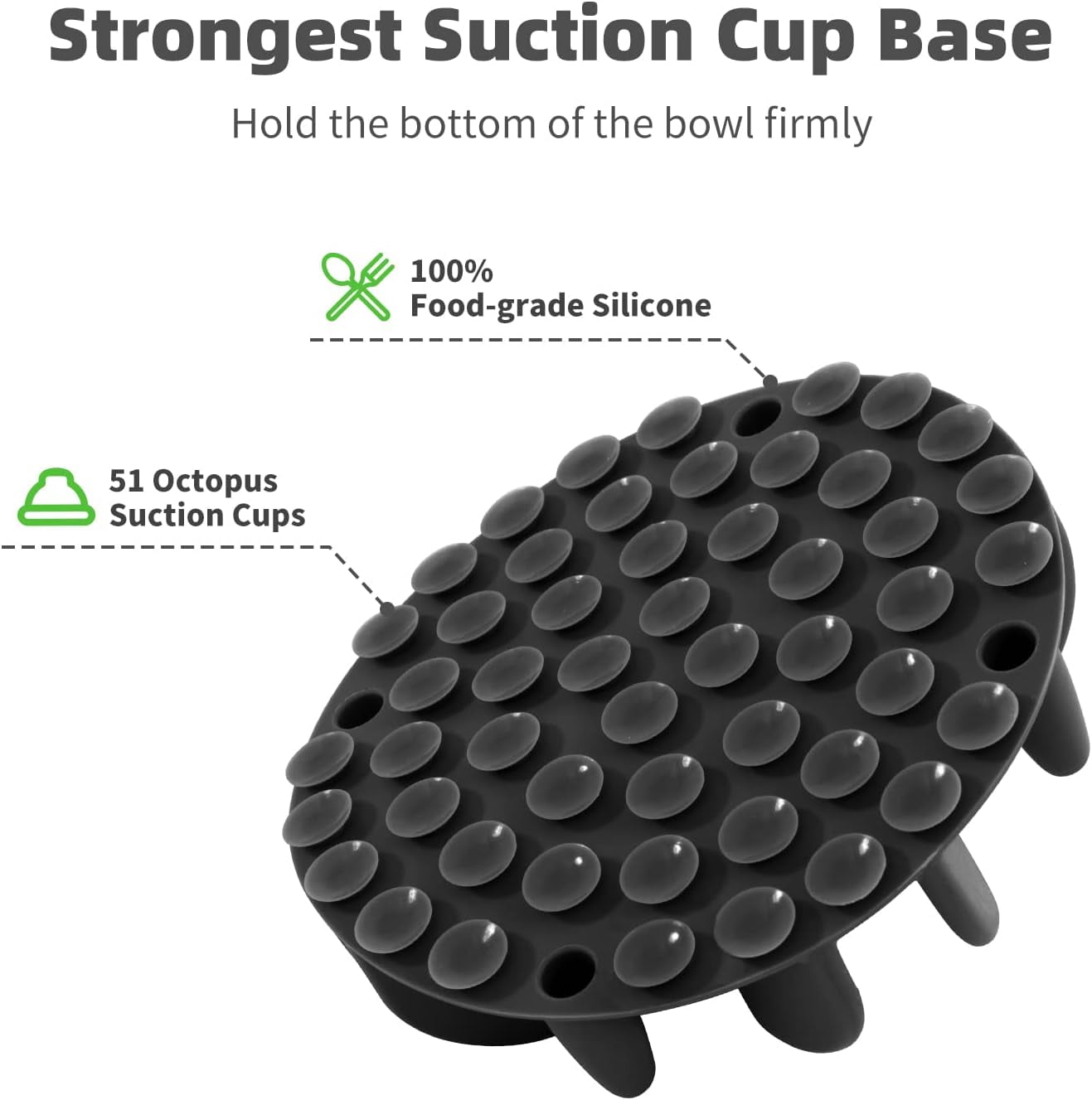 Slow Feeder Dog Bowls Insert, Puzzle Slow Feeder Insert with 51 Octopus Suction Cups for Medium Large Size Dog Food Bowl Over 6.5" Wide (Black)