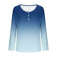 thumbnail image 6 of jobturf Henley Shirts for Women Casual Loose Pleated Front Tunic Tops Soft Comfy Basic Tees Fall Spring Fashion Gradient Long Sleeve Blouses, 6 of 6