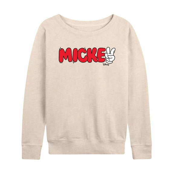 Disney - Mickey Red Hand Peace Sign - Women's Lightweight French Terry Long Sleeve Shirt