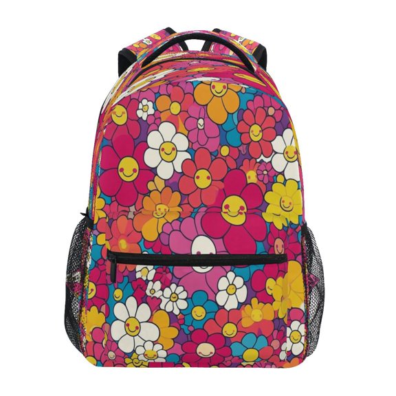DIXRUYEE Backpack Schoolbag Vibrant Smiles in Bloom Pattern 15L/18L 2-SIZE