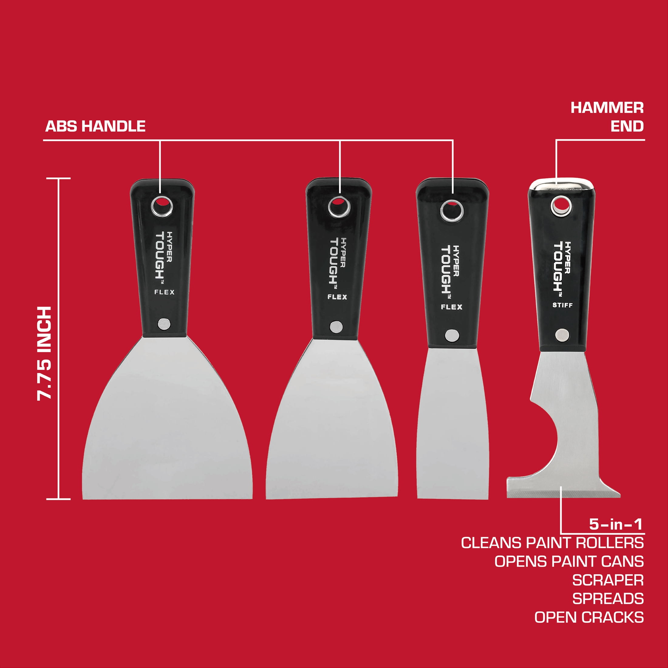 Hyper Tough 4 Piece Putty Knife Set