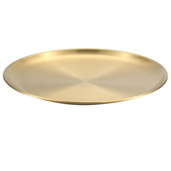 Mirror Polished Gold Tray - Decorative Stainless Steel Serving Plate for Vanity, Jewelry & Makeup - Round Metal Dish for Coffee Table, Bathroom & Home Decor