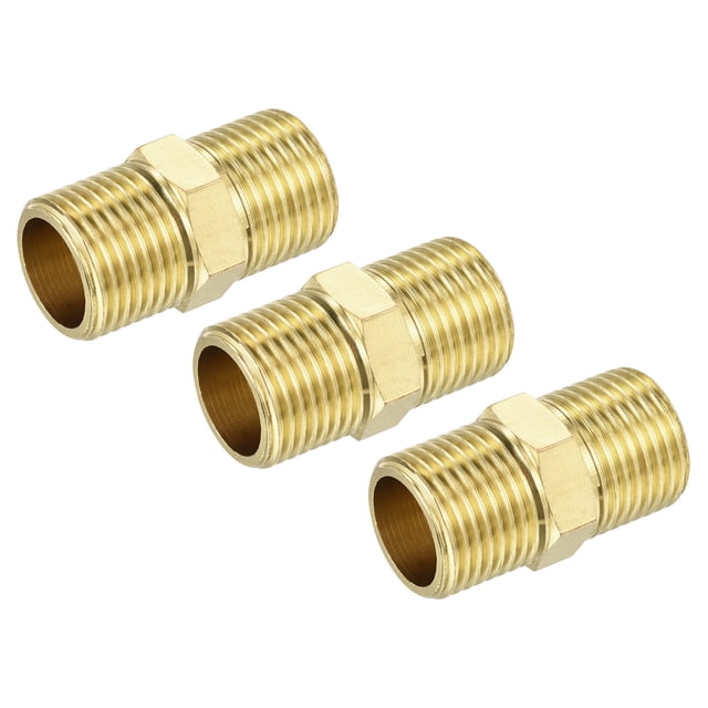 Unique Bargains G1/2 Male Thread Brass Pipe Fitting 40mm Length Hex Connector Pipe Adapter 3 Pack
