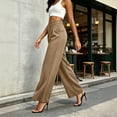 thumbnail image 5 of Oiangi Wide Leg Dress Pants for Women High Waist Stretchy Ruched Slacks Casual Basic Business Work Trousers with Pockets Khaki L, 5 of 9