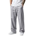 thumbnail image 2 of Solid Drawstring Wide Leg Sweatpants With Side Pockets For Men, Loose Casual Track Pants, Elastic Waist Athletic Jogger Trousers For Indoor Outdoor Activities Gray S, 2 of 6