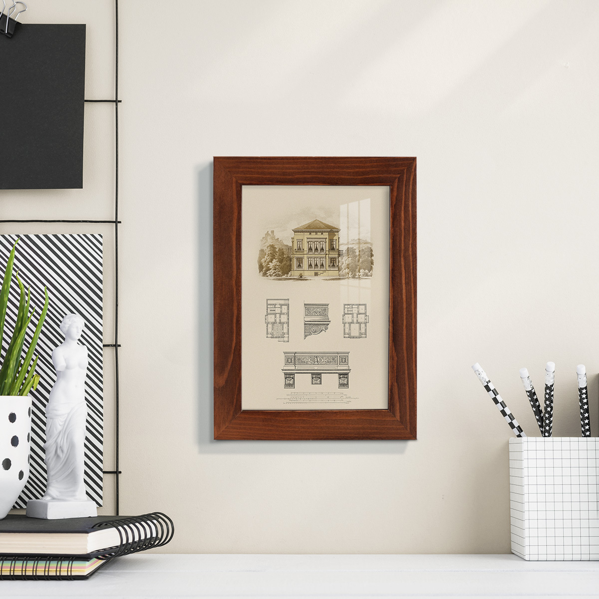 Estate and Plan I -Framed Print w/glass-Chestnut