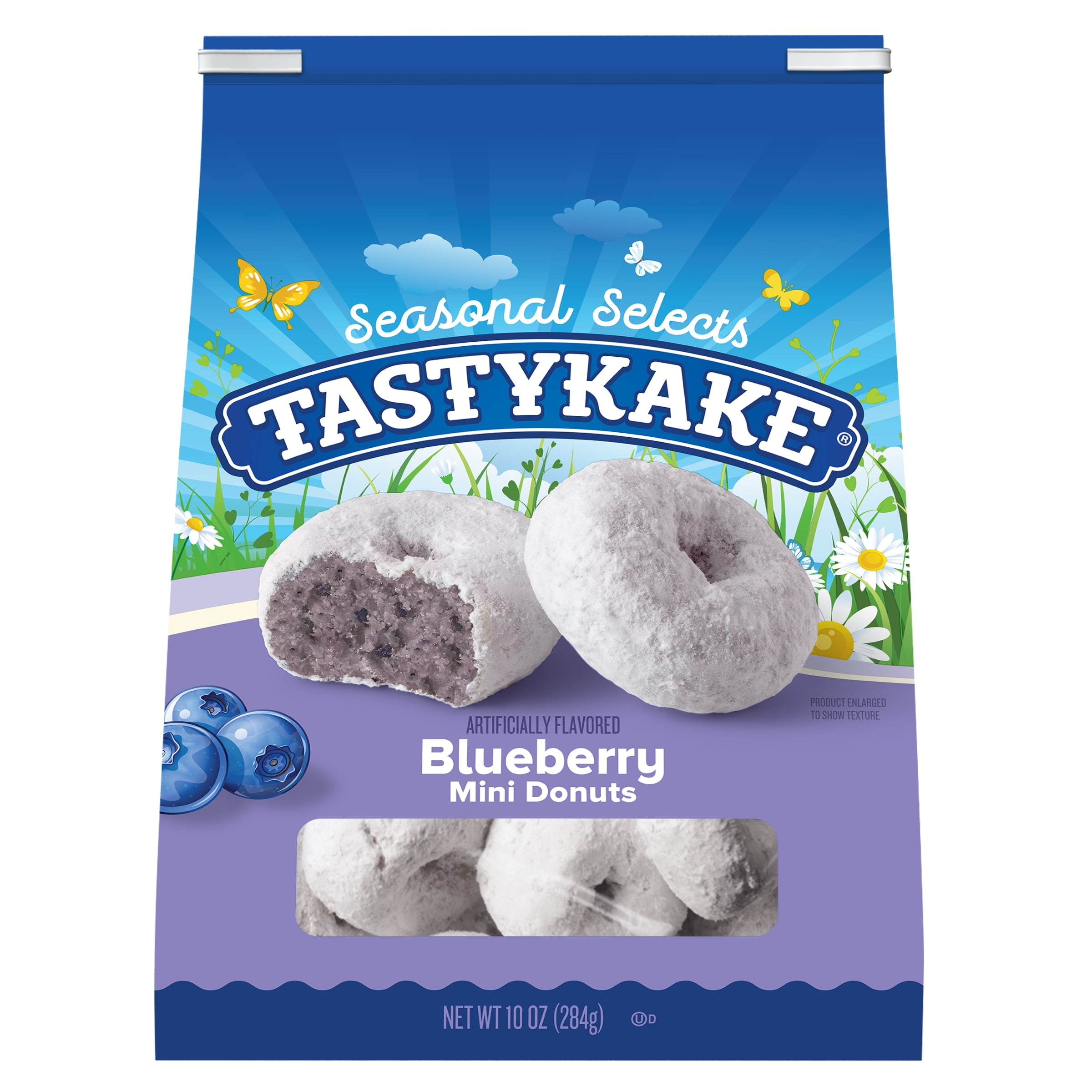 (3 pack) Tastykake Blueberry Mini Donuts, Shareable Blueberry Flavored Powdered Donuts, 10 oz Bag, Shelf-Stable