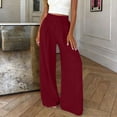 thumbnail image 4 of ClodeEU Women's Elastic Waist Pleated Wide Leg Pants with Pockets,Loose Trendy Pant Wine,Womens Plus XL, 4 of 6