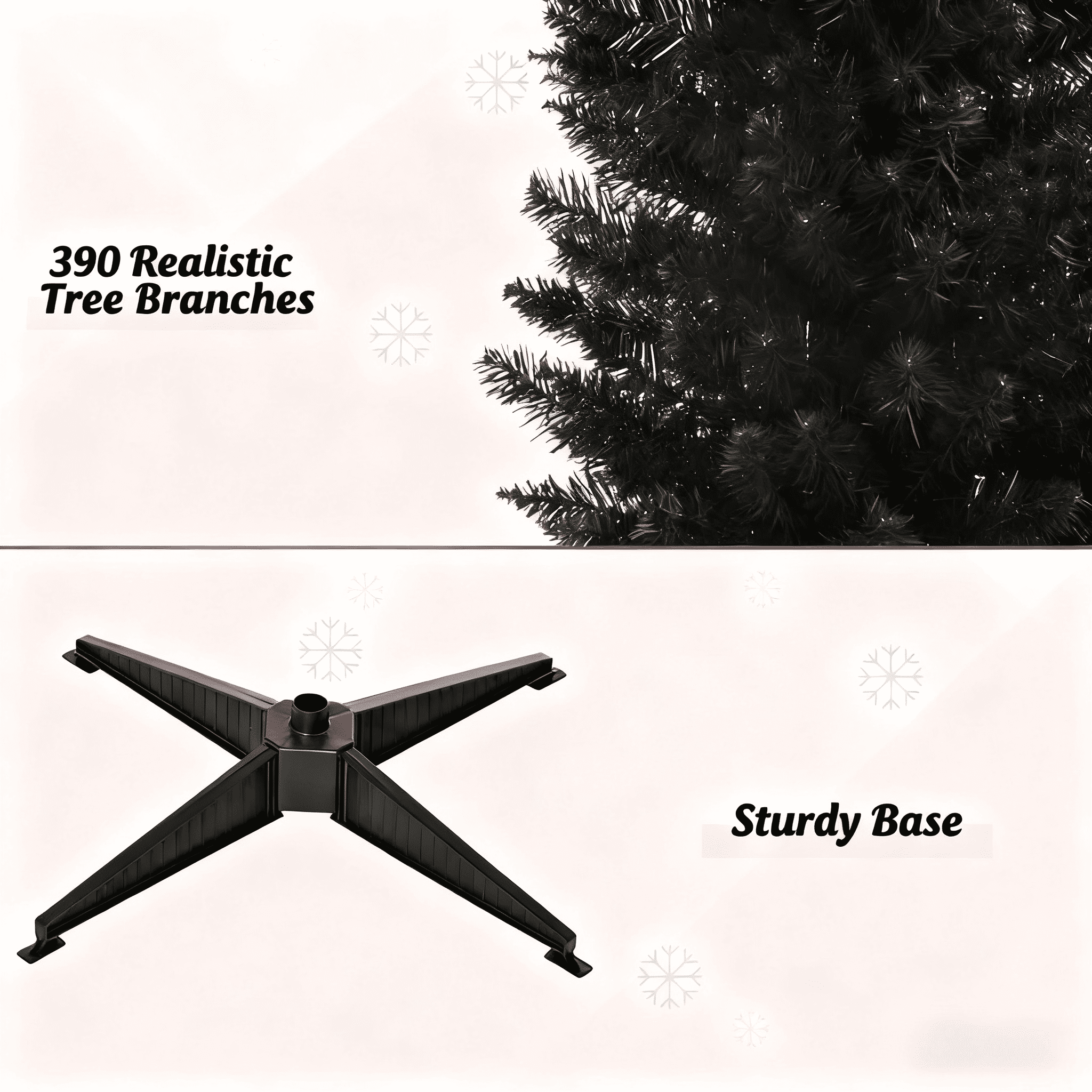 6ft Unlit Black Pencil Christmas Tree 390 Tips Easy Assembly Plastic Base Small Space Holiday Decor