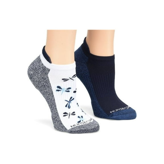 Nurse Mates Compression Anklet Socks 2-Pack - 15mmHg Support, Arch Cushioning, Antimicrobial Color: Navy Combo, Size: OS