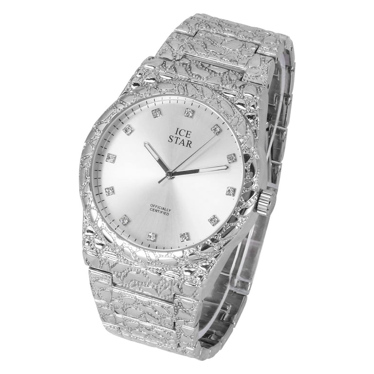 Ice Star Men's Luxury 45mm Nugget Watch with Diamond Accent Dial