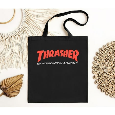 vintage Thrasher Skateboard Magazine Classic Red Logo Men s Black Tote Bag M-TH21162