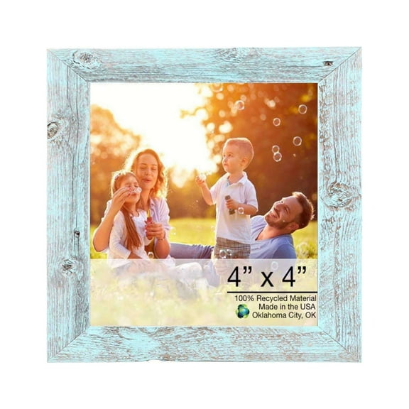 4†x 4†Rustic Farmhouse Light Aqua Blue Wood Frame
