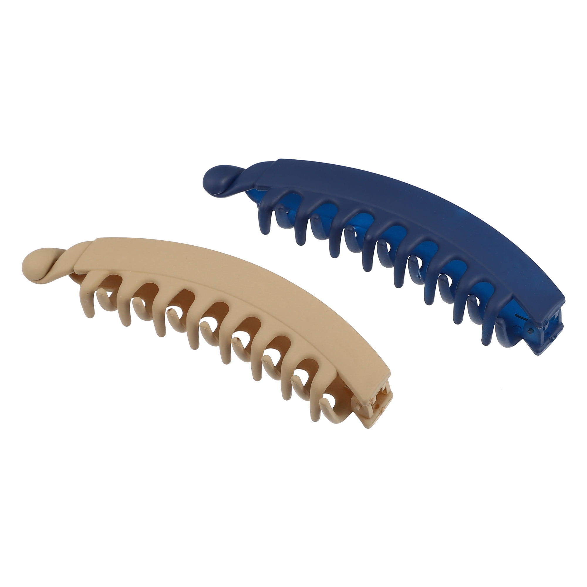 Unique Bargains 4 Pcs Interlocking Ponytail Banana Clip Hair Accessories Clip Blue Brown