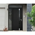 thumbnail image 3 of Front Exterior Prehung Steel Door / Cynex 6777 Black / Side and Top Exterior Window / Stainless Inserts Single Modern Painted-W32+14" x H80+16"-Left-hand Inswing, 3 of 6