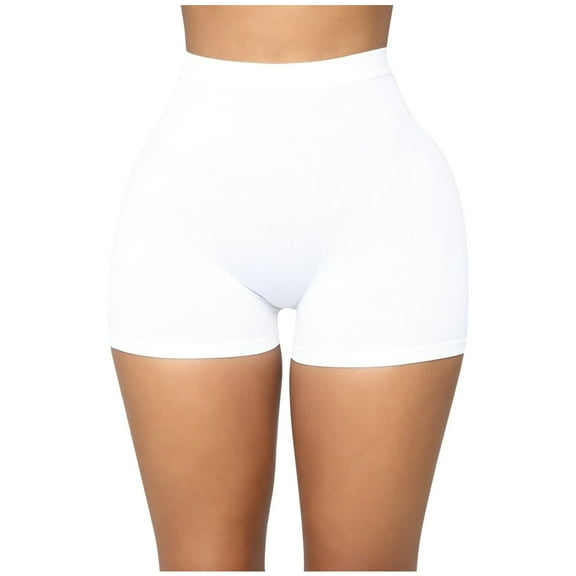 Tiqkatyck Leggings for Women, Solid Womens Elastic High Waisted Leggings Tight Sports Shorts Yoga Short Pants Yoga Pants White XXXXL