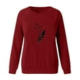 thumbnail image 3 of UTTOASFAY Winter Womens Casual Long Sleeve Tops Ladies Christmas Print Sweatshirt Blouse Wine 6(S), 3 of 4