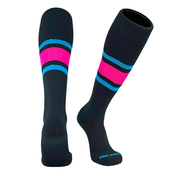 MK Socks Competitor OTC Baseball, Football Socks - Black Neon Blue Hot Pink