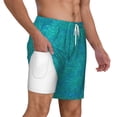 thumbnail image 2 of Kdxio Blue Green Glitter Print Men'S Swim Trunks With Compression Liner 7 Inch Inseam Quick Dry Swim Shorts, 2 of 7