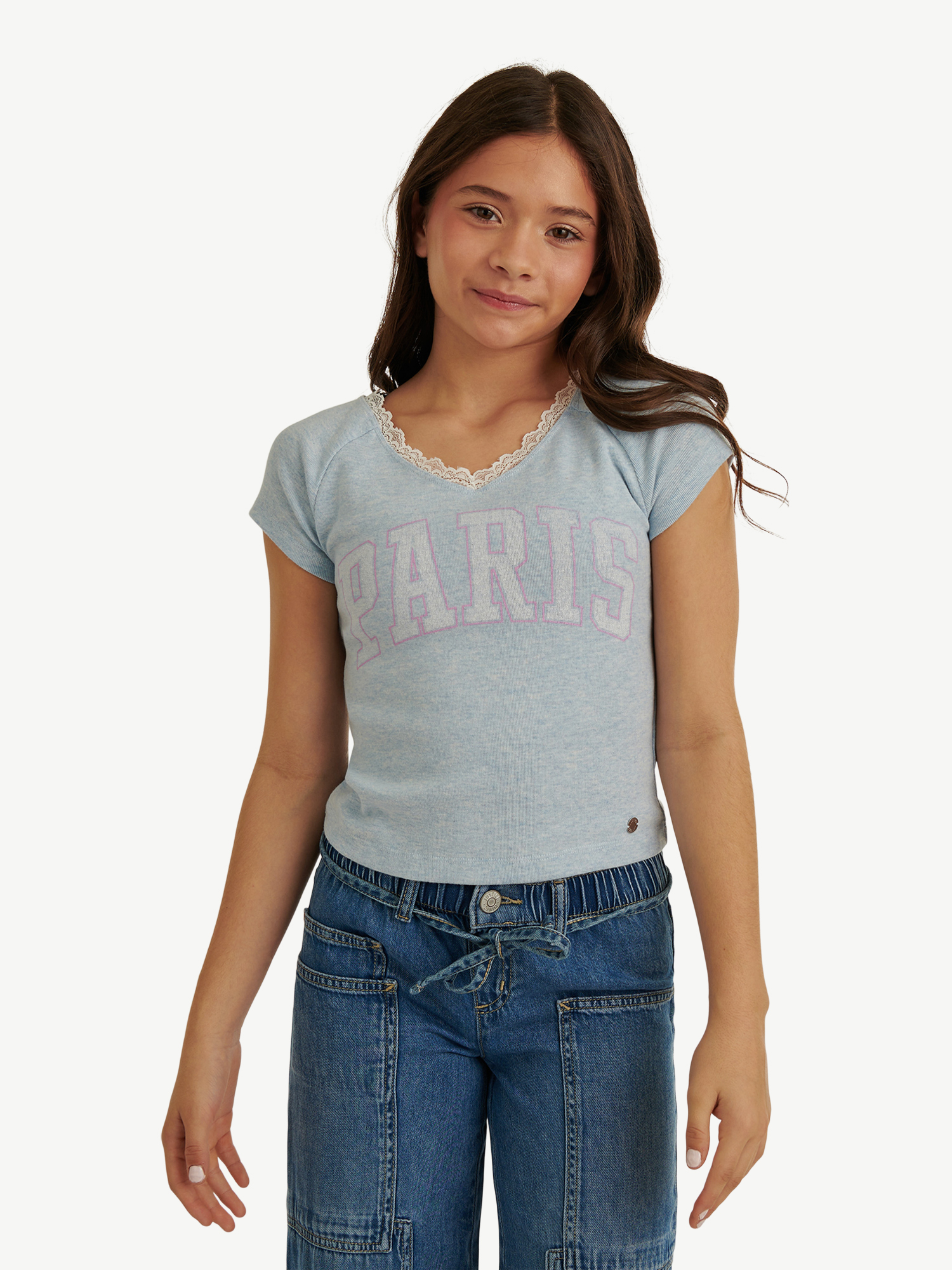 Justice Girls Cropped Shirt, Graphic Crop Tee for Dance and