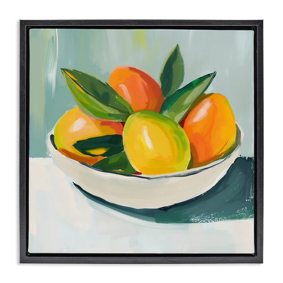 Stupell Industries Bowl of Citrus Fruit Food & Beverage Painting Black Floater Framed Canvas Art Print Wall Art, 18 x 18