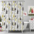 thumbnail image 5 of Christmas Tree Shower Curtain Mustard Yellow Black Christmas Tree New Year and Merry Christmas Polyester Fabric Bathroom Shower Curtain 72X72 Inches with 12pcs Hooks, 5 of 6