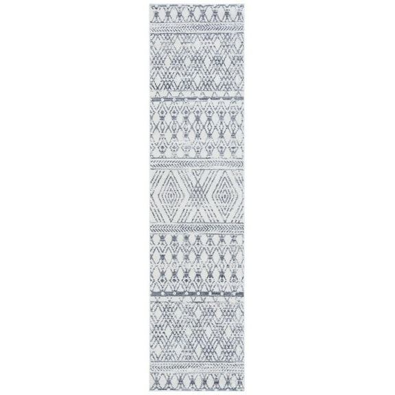 SAFAVIEH Tulum Taneka Distressed Geometric Runner, 2'2" x 9', Ivory/Grey