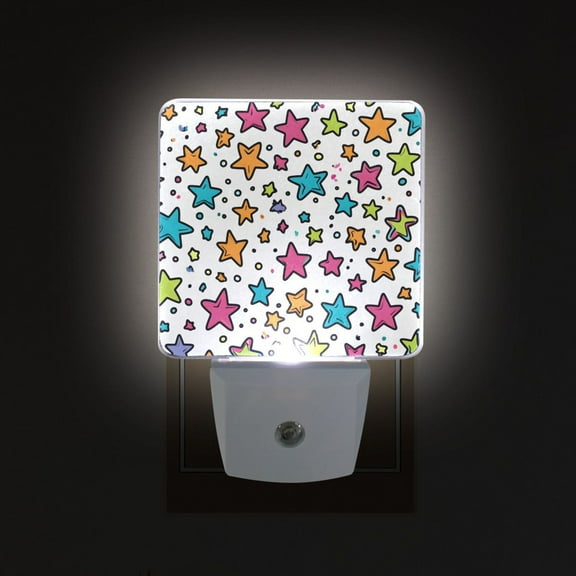 Yayeee LED Plug in Night Light for The Home with Auto Dusk to Dawn Light Sensors, 2 Pack, White Stars