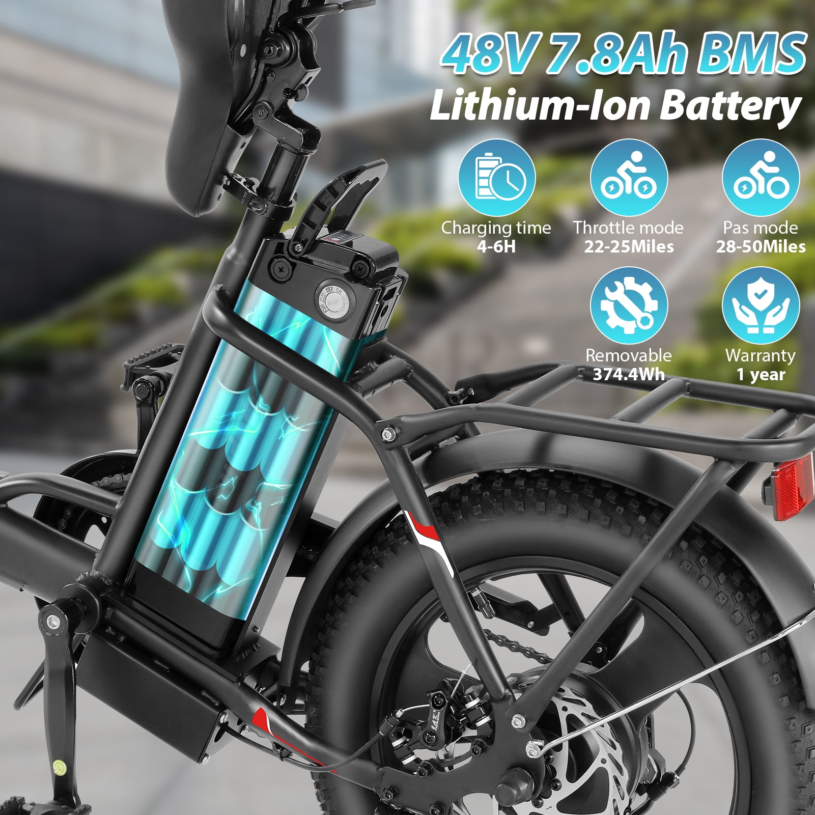 Elifine 3.0" Fat Tire Electric Bike for Adults, 48V 7.8Ah 350W Foldable Ebike with LCD, 5 Ridng Modes, Lockable Suspension Electric Commuter Bicycle, 7 Speed City E-bikes for Women, UL2849