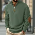 thumbnail image 2 of USNSM Vintage Solid Color Casual Sweatshirts for Men Classic Textured 1/4 Zip Pullover Fall Shirt Long Sleeve Warm Sweatshirt Green XXL, 2 of 6