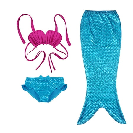 

AMILIEe Toddler Baby Girls Fashionable Chic Mermaid Tail Soft Swimmable Bikini Set 3-9 Years