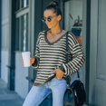 thumbnail image 1 of Suéter de manga larga con cuello en mujer Suéter de rayas Streetwear de punto, Jersey de jersey informal de manga larga para mujer Suéter de verde XL Yinane Suéter con cuello en V para mujer, 1 of 8