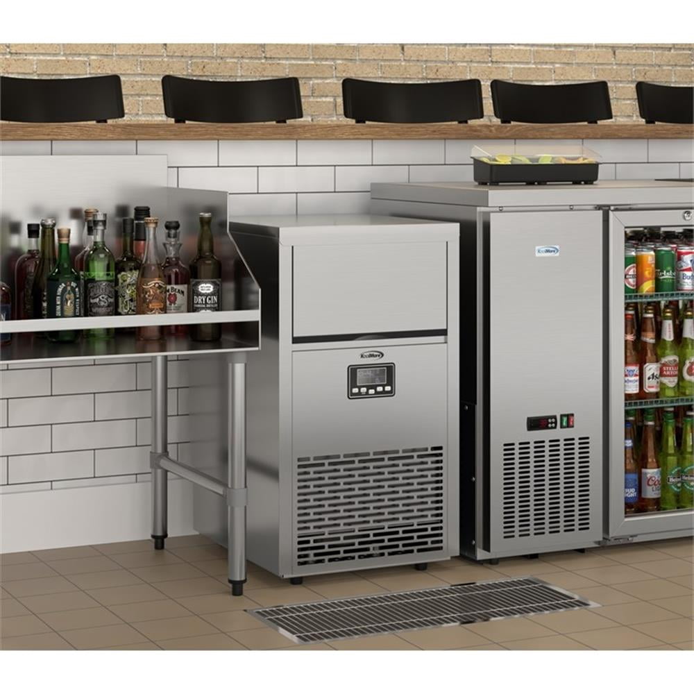 Pemberly Row Reserve 15" Residential Panel Ready Ice Maker in Stainless Steel