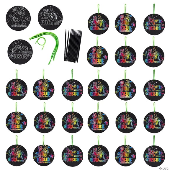 4 1/2" Rainforest VBS Cardstock Magic Color Scratch Ornaments – 24 Pieces