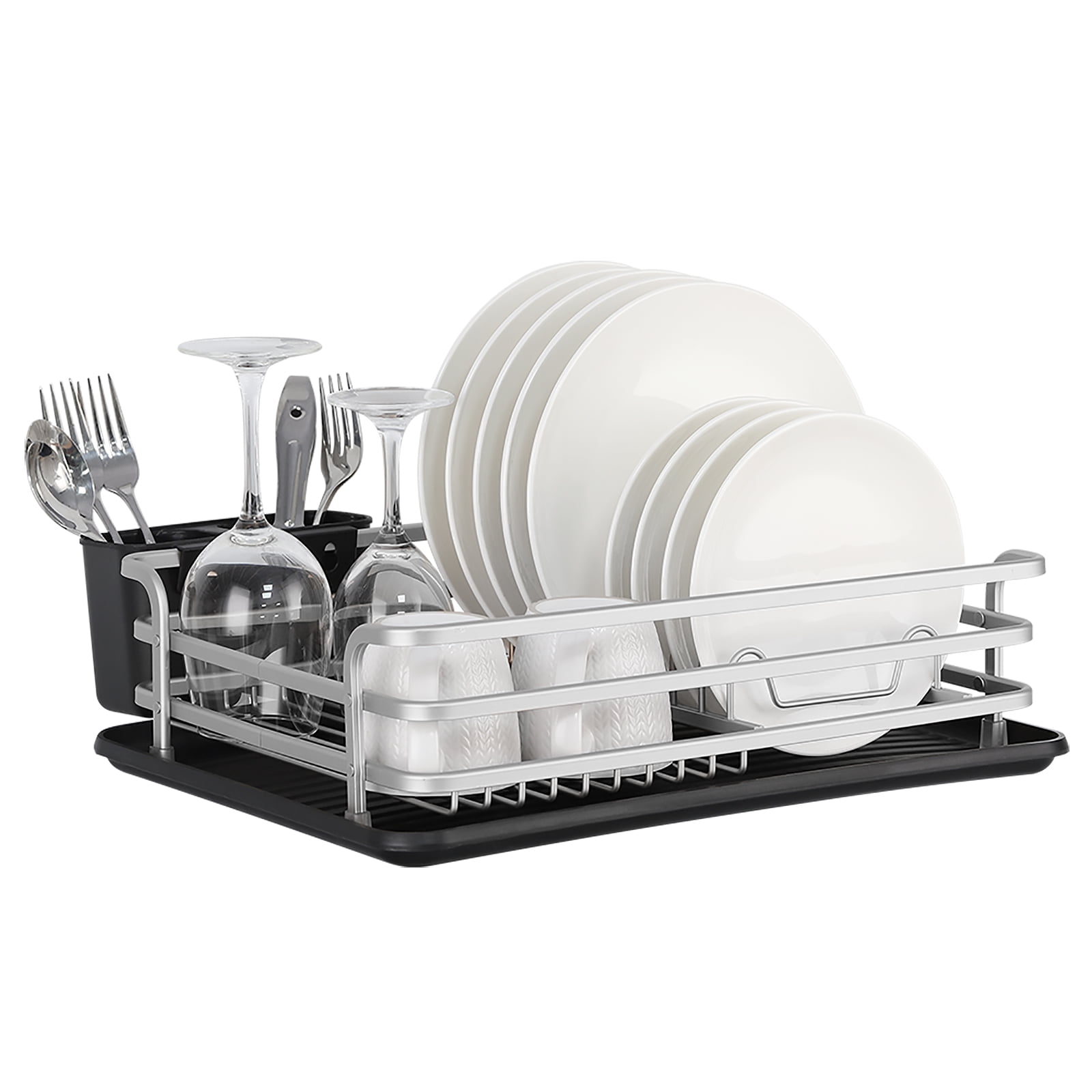 Dish Drying Rack,Dish Drainer Rack with Tray Utensil Holder for