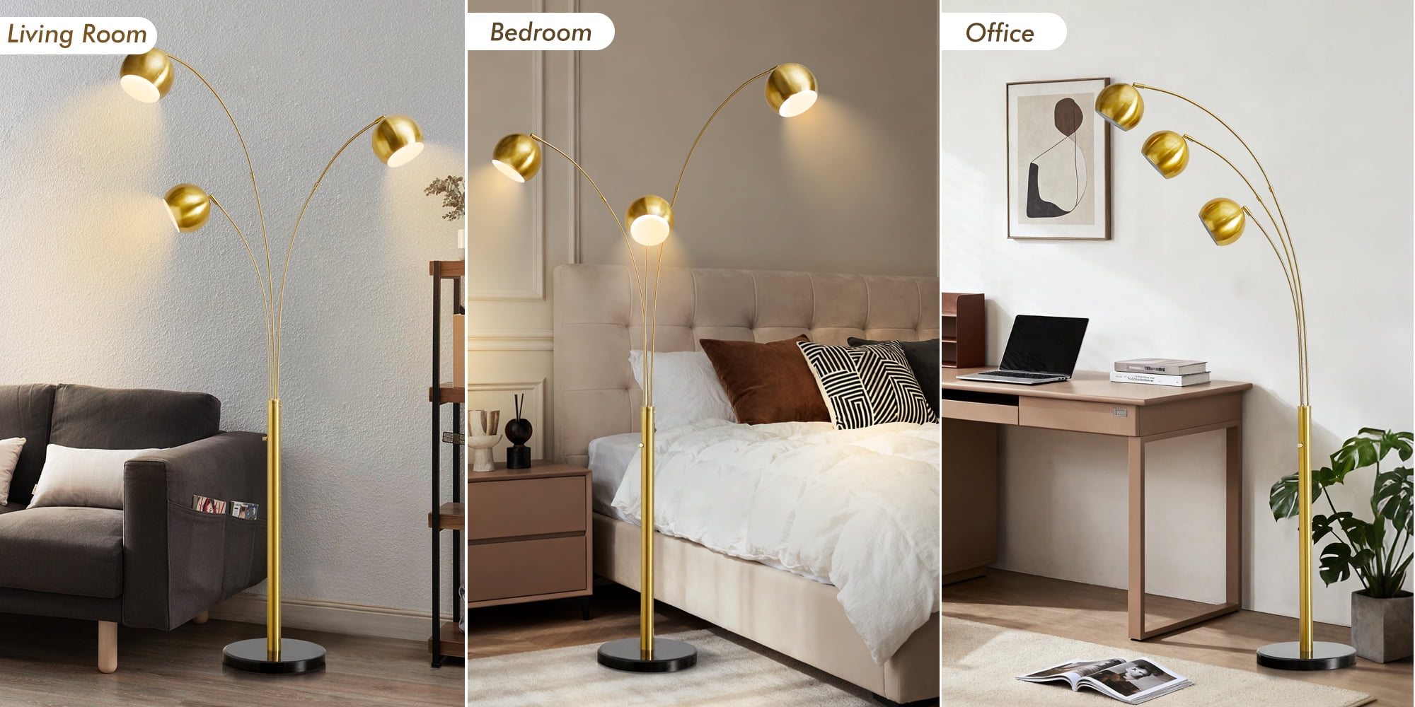 NATYSWAN Industrial Floor Lamp 85 Inch, Three Elbow Adjustable Standing Lamp with Metal Shade, Max 60W E26 Base for Living Room, Bedroom, Office - Easy Assembly（Not Included Bulb）