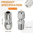 thumbnail image 2 of Adaptador de acoplamiento macho de acero inoxidable Uxcell de 2 piezas de 1/4" OD x 1/4" NPT, 2 of 6