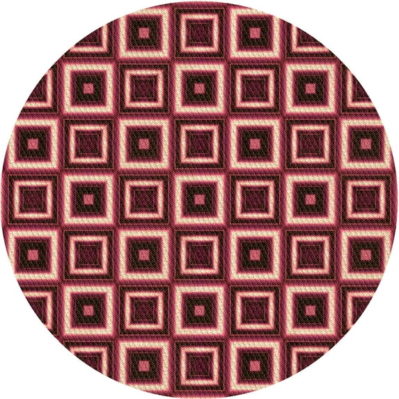 Ahgly Company Indoor Round Patterned Burgundy Red Area Rugs, 7' Round