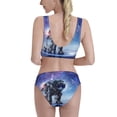 thumbnail image 6 of Pofeuu Astronauts Start Running Print Womens Bathing Suits Modest High Waisted Bikini Sets Cute Halter 2 Piece Swim Suit, 6 of 7