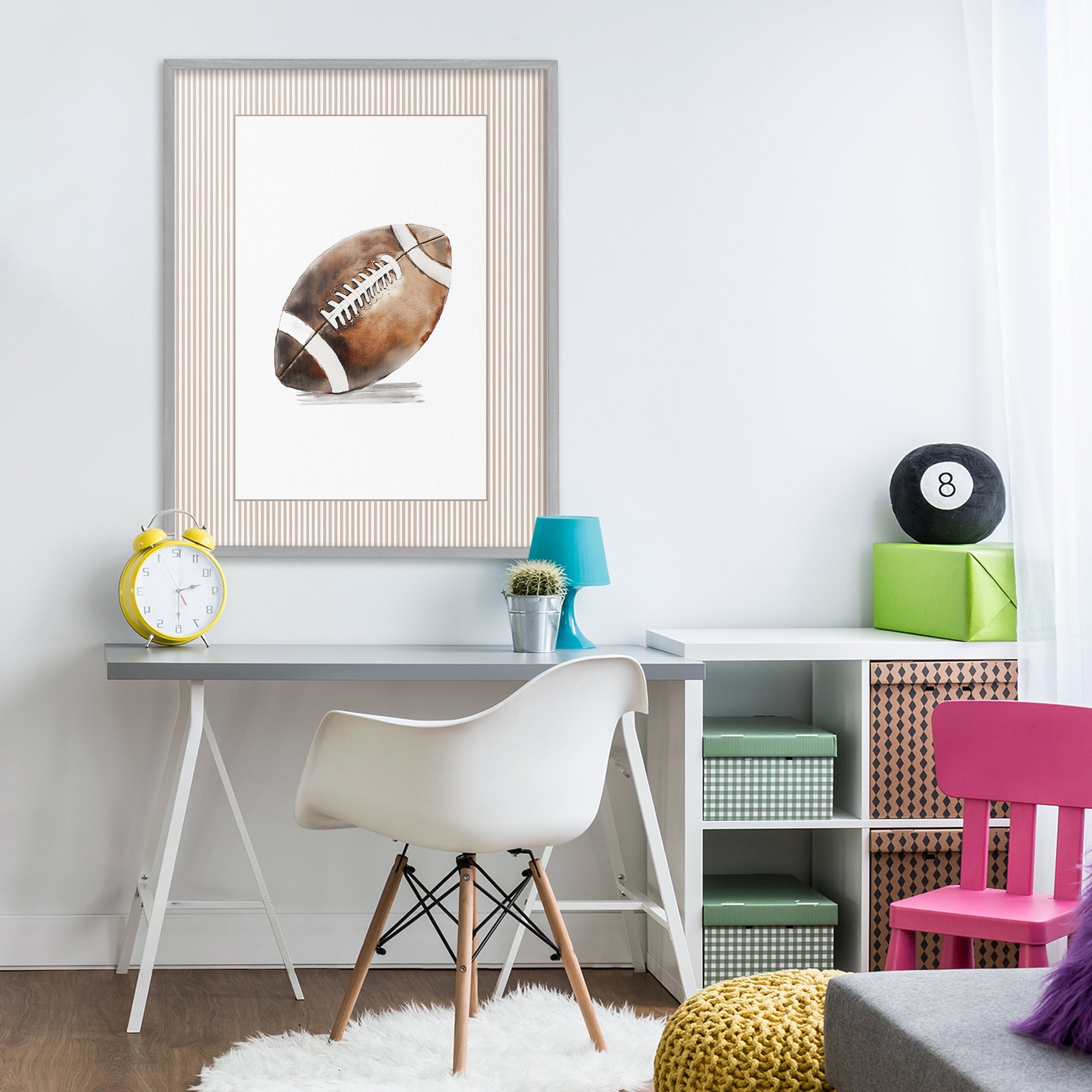 Stupell Industries Vintage Sports Football Gray Framed Giclee Art, design by Christine Simpson Art